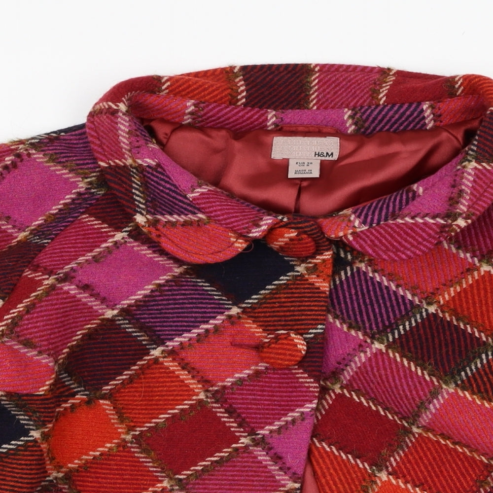 H&M Womens Red Check  Jacket  Size 10  Button