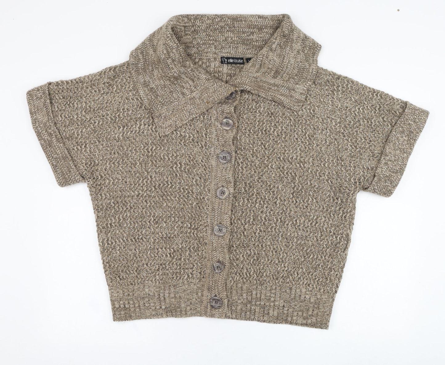 Ellie Louise Womens Brown Roll Neck  Acrylic Cardigan Jumper Size L