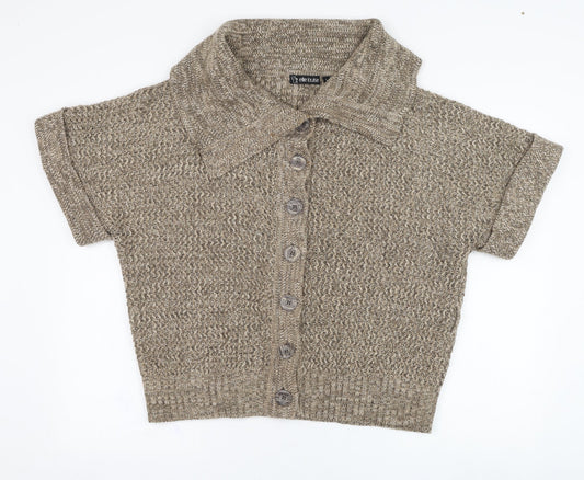 Ellie Louise Womens Brown Roll Neck  Acrylic Cardigan Jumper Size L