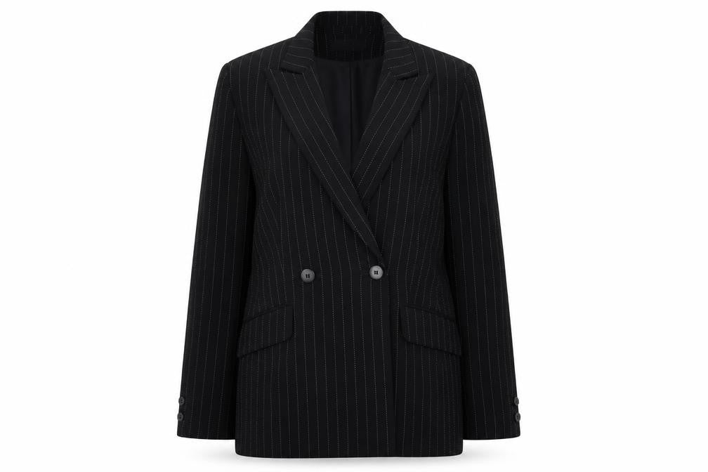 Ambience Womens Black Striped  Jacket Blazer Size 10  Button
