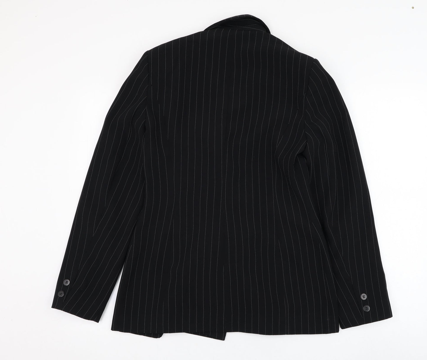 Ambience Womens Black Striped  Jacket Blazer Size 10  Button