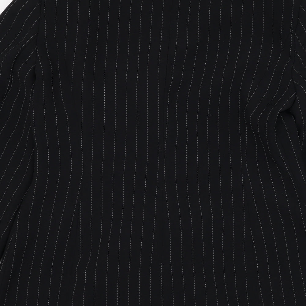 Ambience Womens Black Striped  Jacket Blazer Size 10  Button