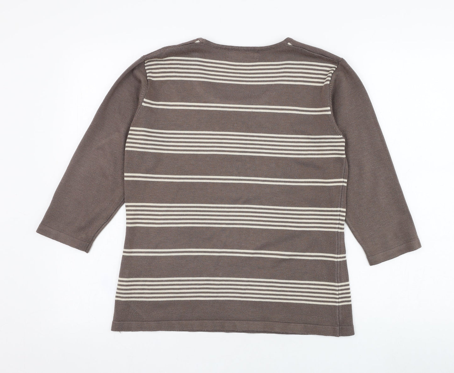Fabrigio Womens Brown Round Neck  Acrylic Pullover Jumper Size S