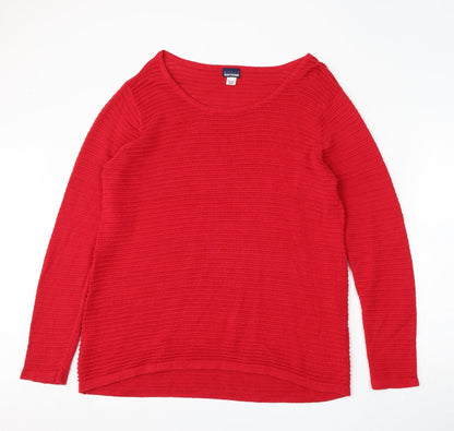 Preloved Basic Editions Womens Red Round Neck  Cotton Pullover Jumper Size XL - Front
