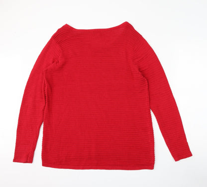 Preloved Basic Editions Womens Red Round Neck  Cotton Pullover Jumper Size XL - Back