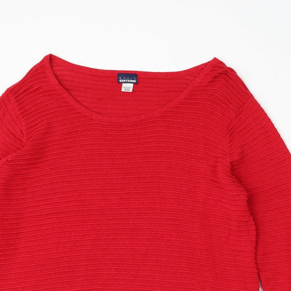 Preloved Basic Editions Womens Red Round Neck  Cotton Pullover Jumper Size XL - Detail