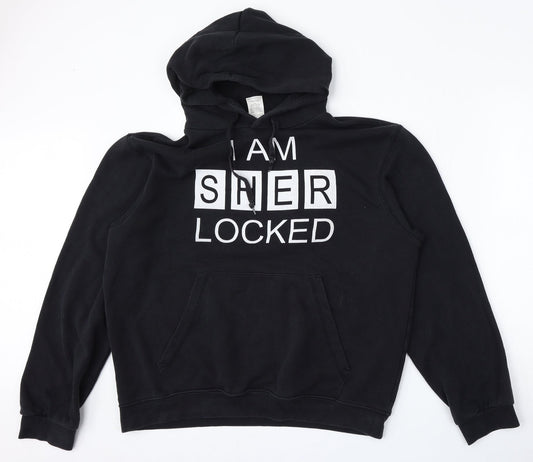 B&C Collection Womens Black  Cotton Pullover Hoodie Size L   - Sherlock
