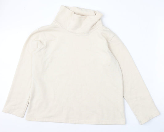 Classic Womens Beige  Polyester Pullover Sweatshirt Size M