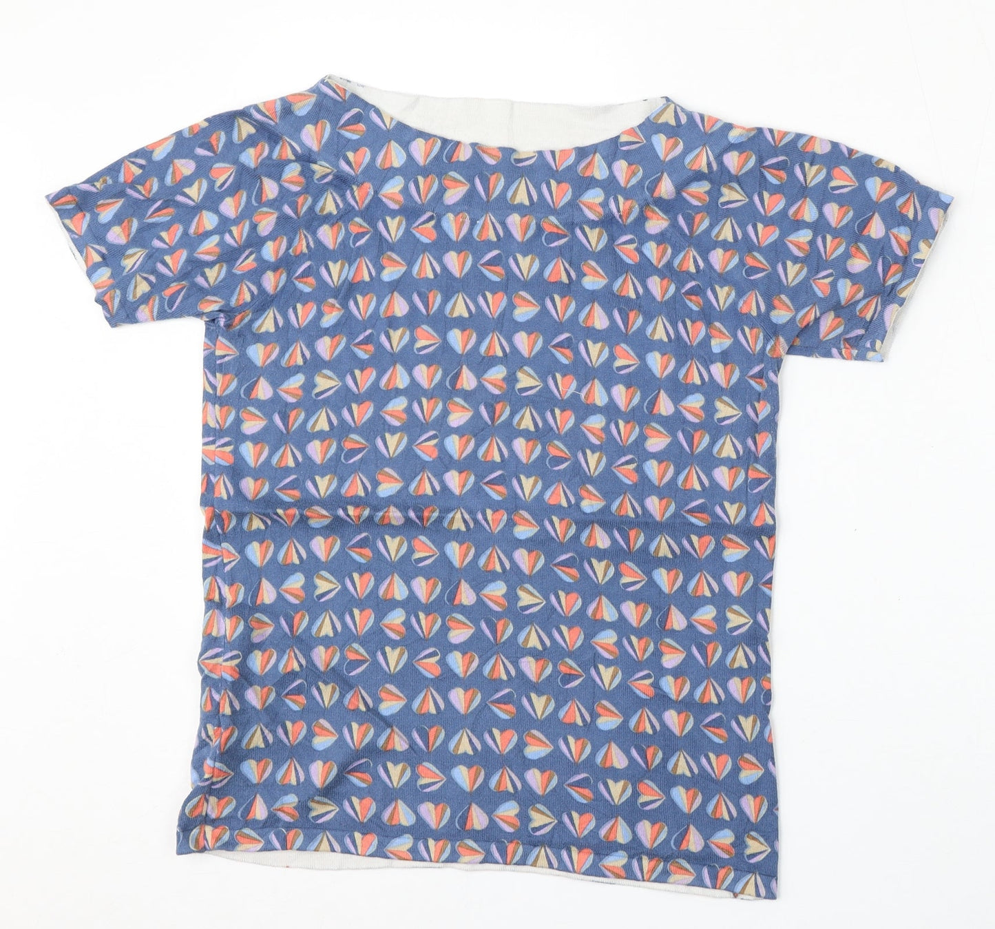 NEXT Womens Blue Round Neck Geometric Cotton Pullover Jumper Size 10