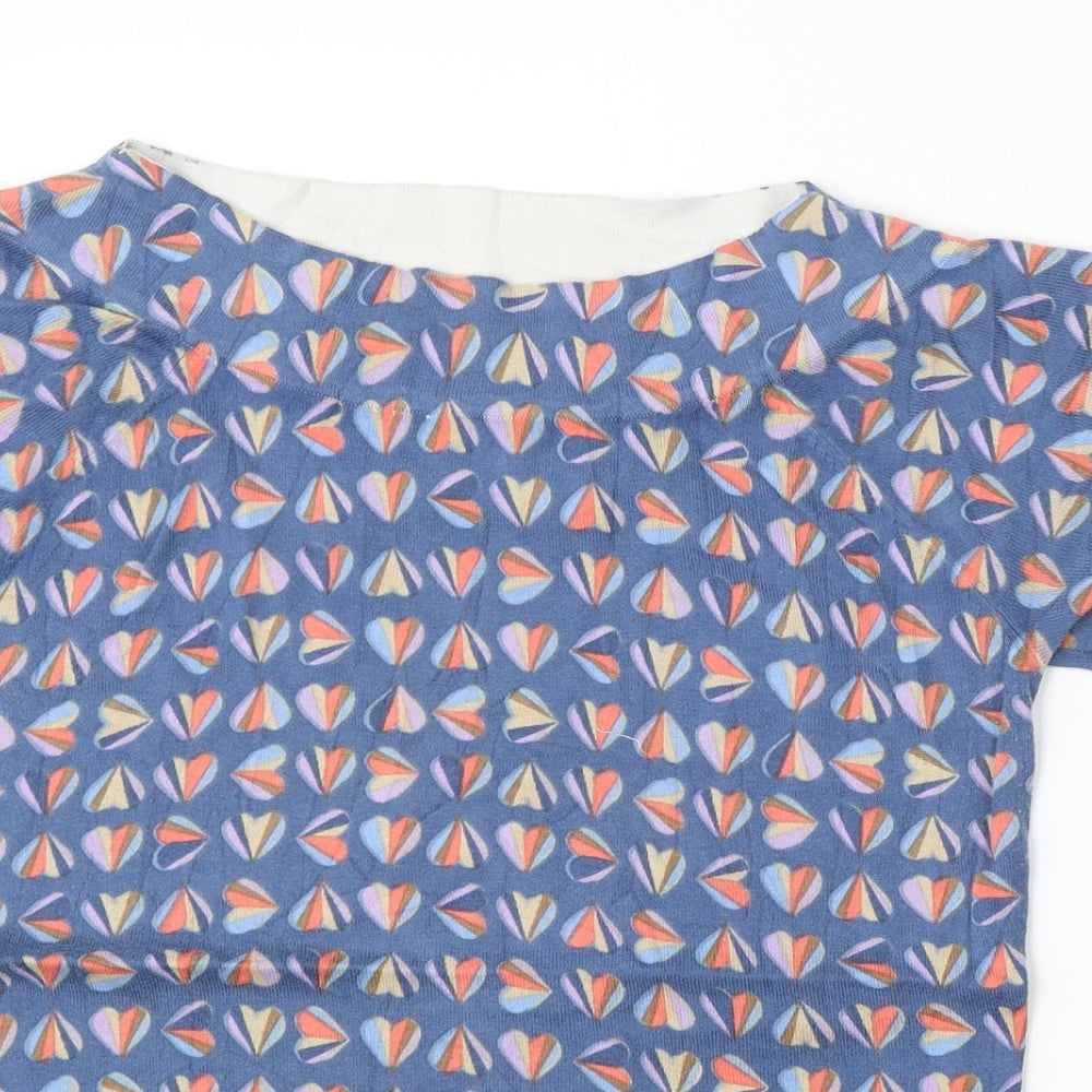 NEXT Womens Blue Round Neck Geometric Cotton Pullover Jumper Size 10