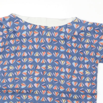 Preloved NEXT Womens Blue Round Neck Geometric Cotton Pullover Jumper Size 10 - Detail