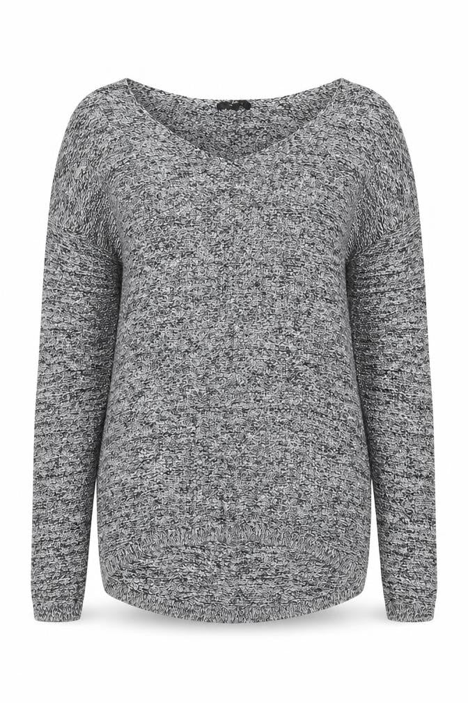 H&M Womens Grey V-Neck  Cotton Pullover Jumper Size XS