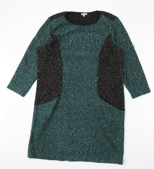 Text Womens Green Round Neck  Polyester Pullover Jumper Size M