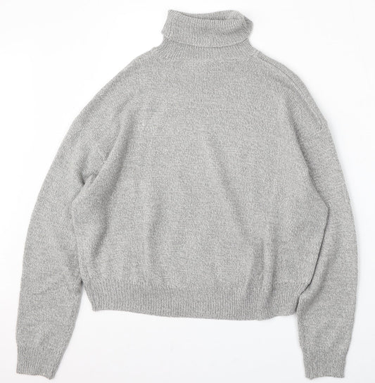 H&M Womens Grey Roll Neck  Acrylic Pullover Jumper Size S