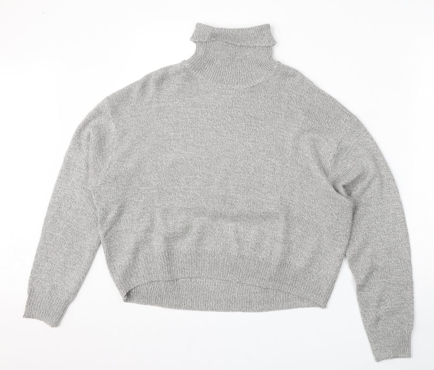 H&M Womens Grey Roll Neck  Acrylic Pullover Jumper Size S