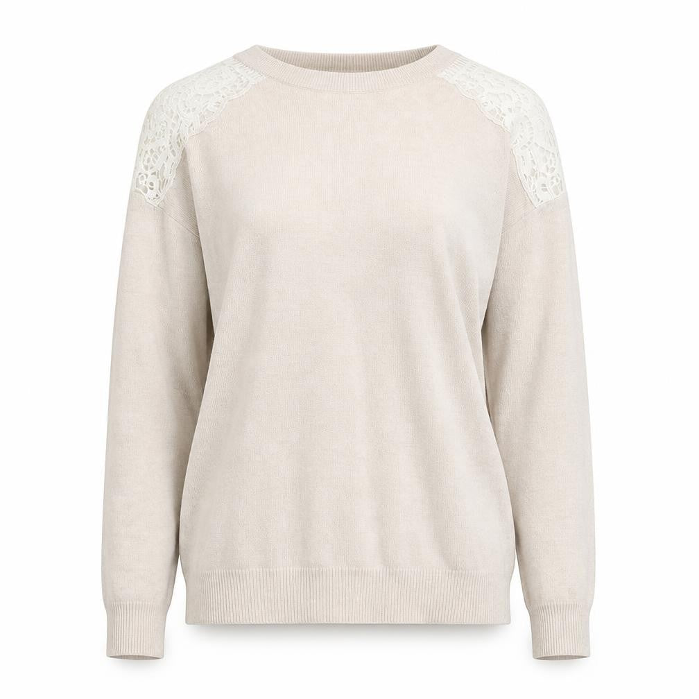 George Womens Beige Round Neck Floral Polyester Pullover Jumper Size L