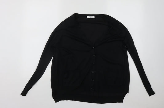 Nicole Womens Black V-Neck  Polyester Cardigan Jumper Size M