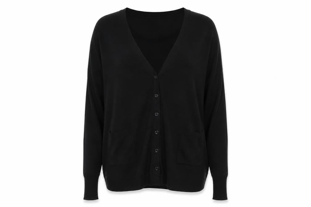 Nicole Womens Black V-Neck  Polyester Cardigan Jumper Size M