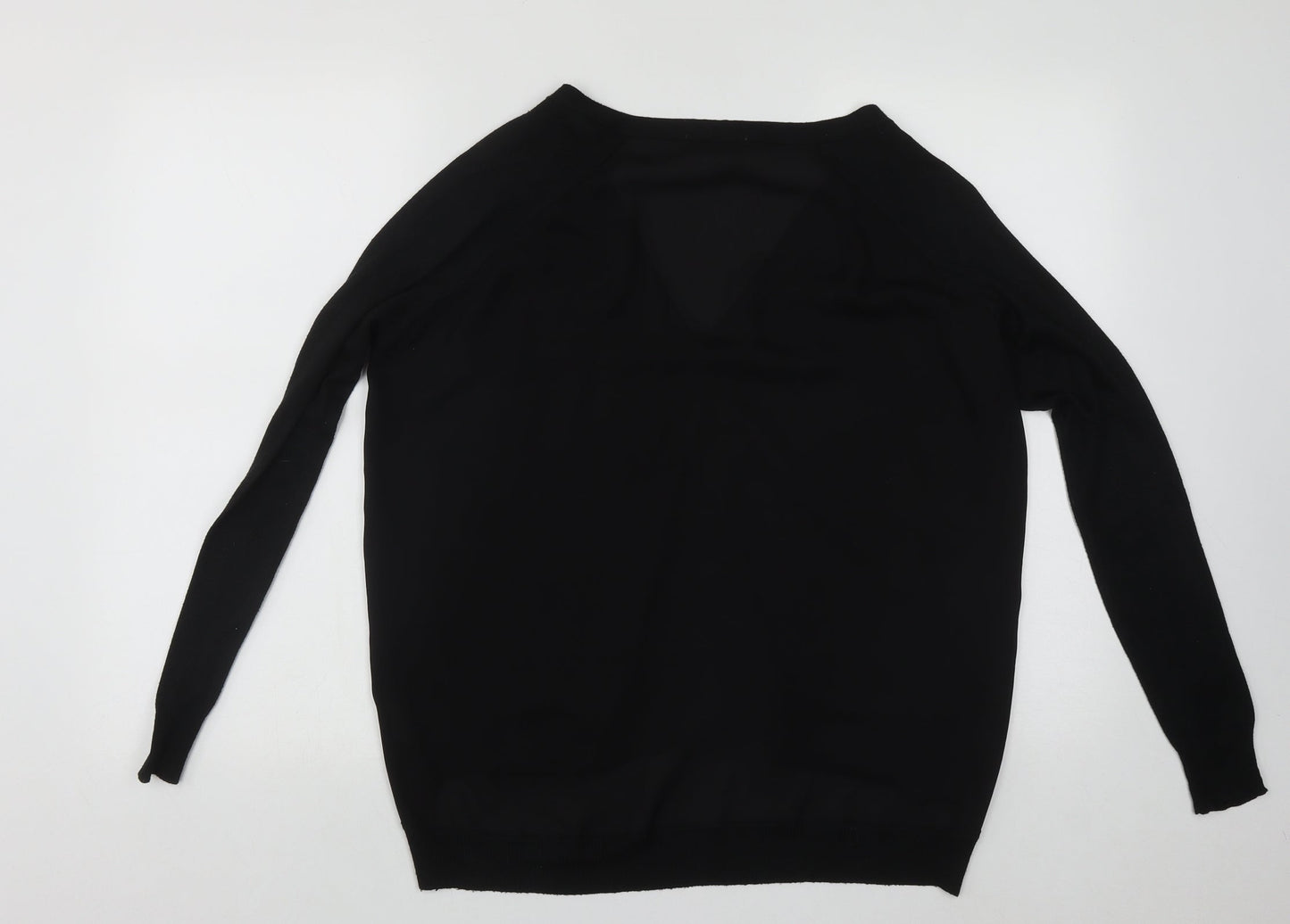 Nicole Womens Black V-Neck  Polyester Cardigan Jumper Size M