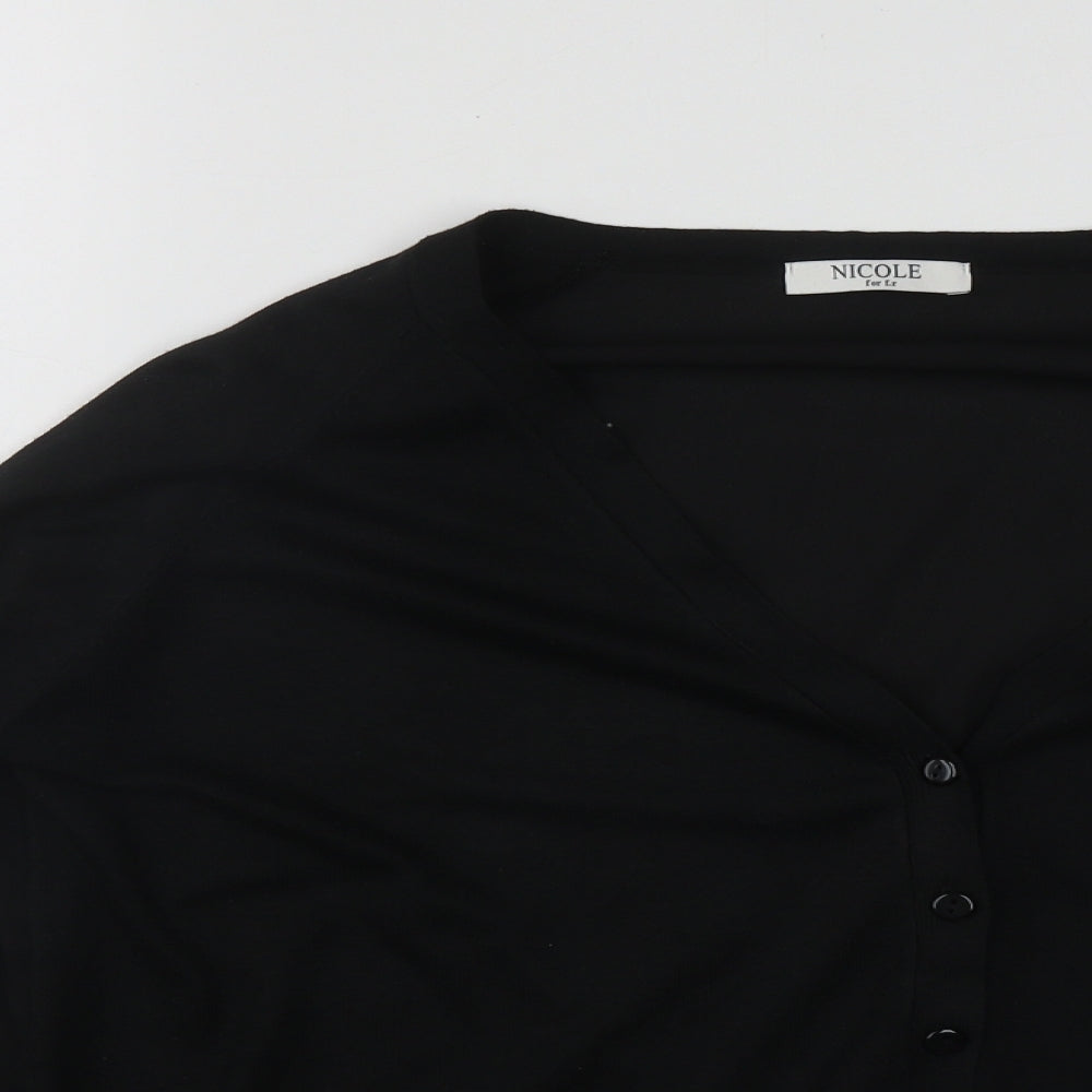 Nicole Womens Black V-Neck  Polyester Cardigan Jumper Size M