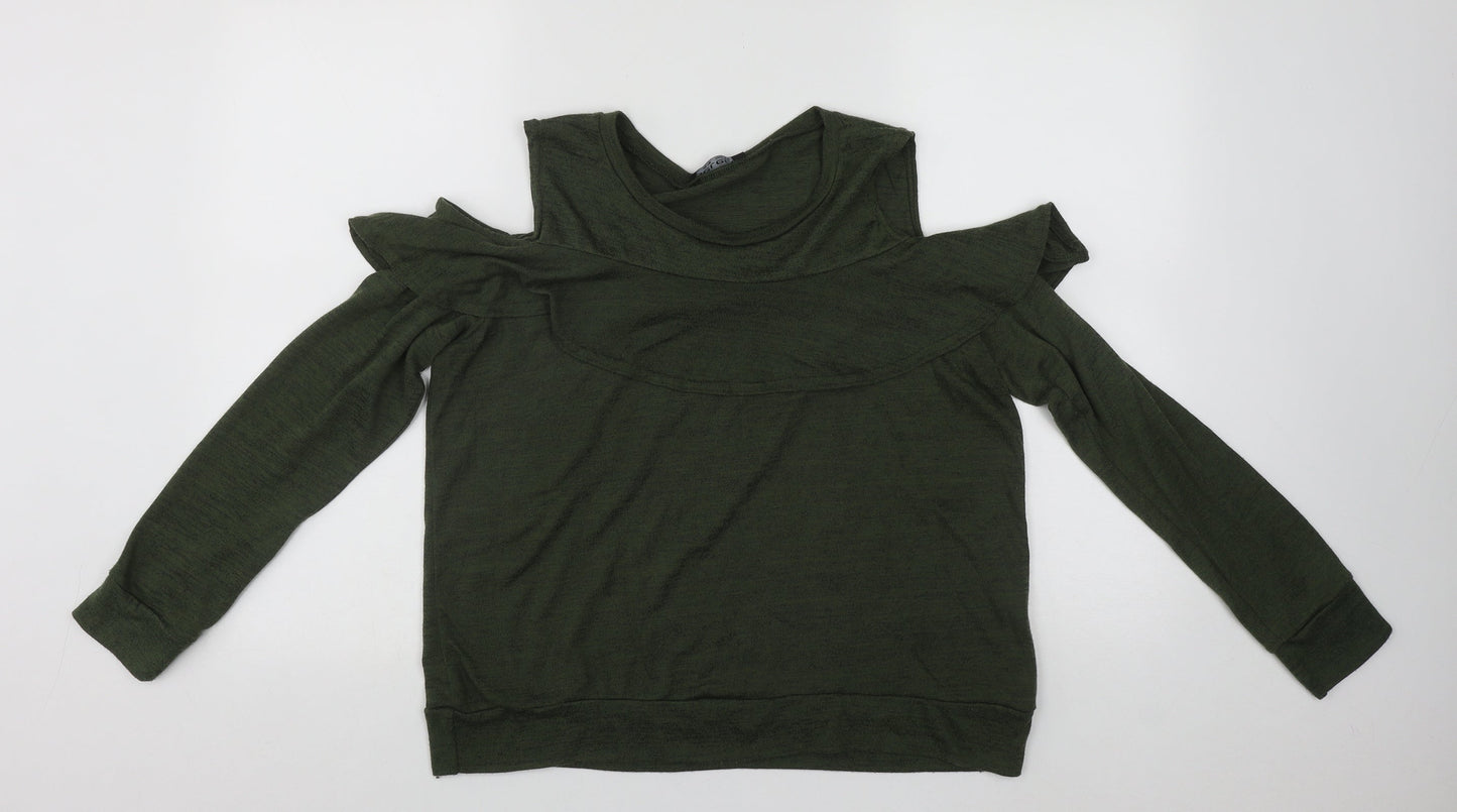Select Womens Green  Polyester Basic Blouse Size 16 Round Neck