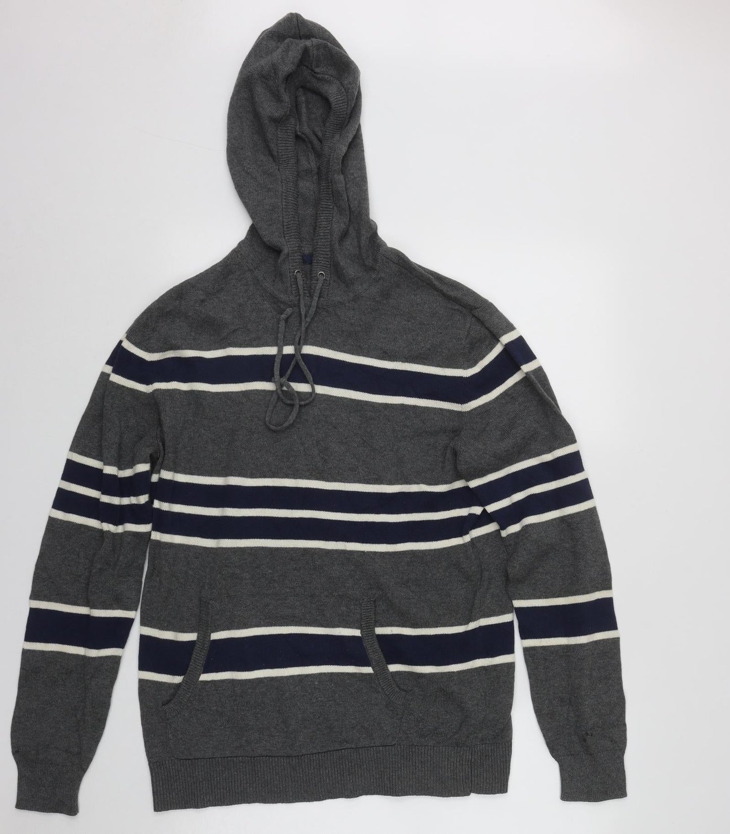 Gap Mens Green Striped Cotton Pullover Hoodie Size M