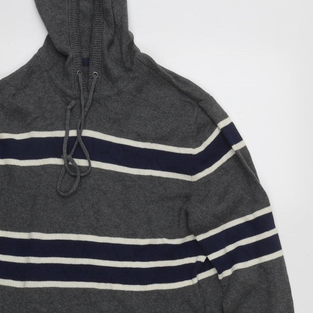 Gap Mens Green Striped Cotton Pullover Hoodie Size M