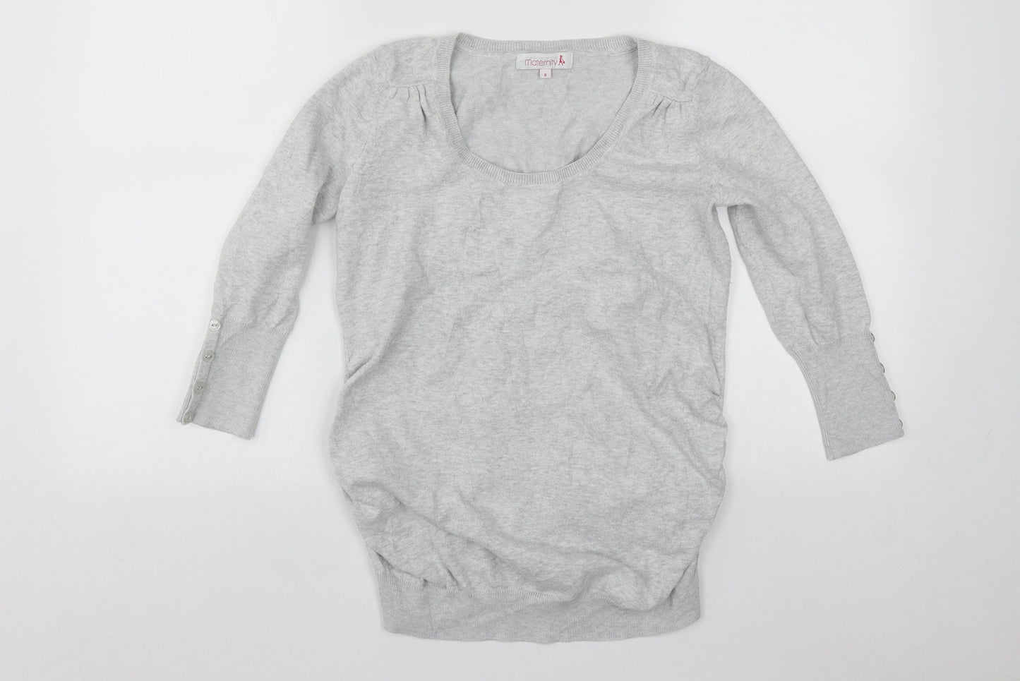 Debenhams Womens Grey Scoop Neck  Cotton Pullover Jumper Size 8