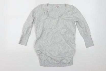 Debenhams Womens Grey Scoop Neck  Cotton Pullover Jumper Size 8