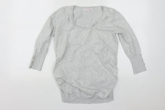 Debenhams Womens Grey Scoop Neck  Cotton Pullover Jumper Size 8