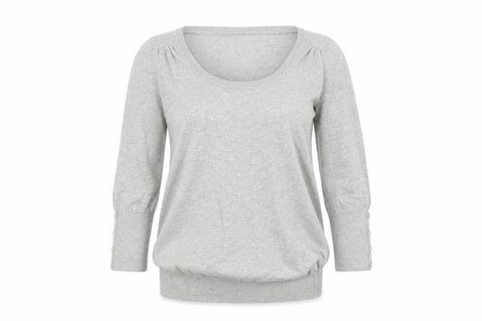 Debenhams Womens Grey Scoop Neck  Cotton Pullover Jumper Size 8