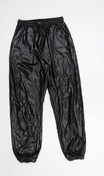 Preloved Brave Soul Womens Black  Polyester Trousers  Size XS L28 in Regular Drawstring - Front