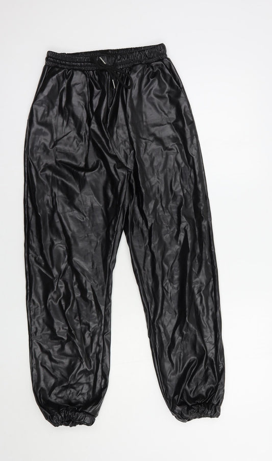 Brave Soul Womens Black  Polyester Trousers  Size XS L28 in Regular Drawstring