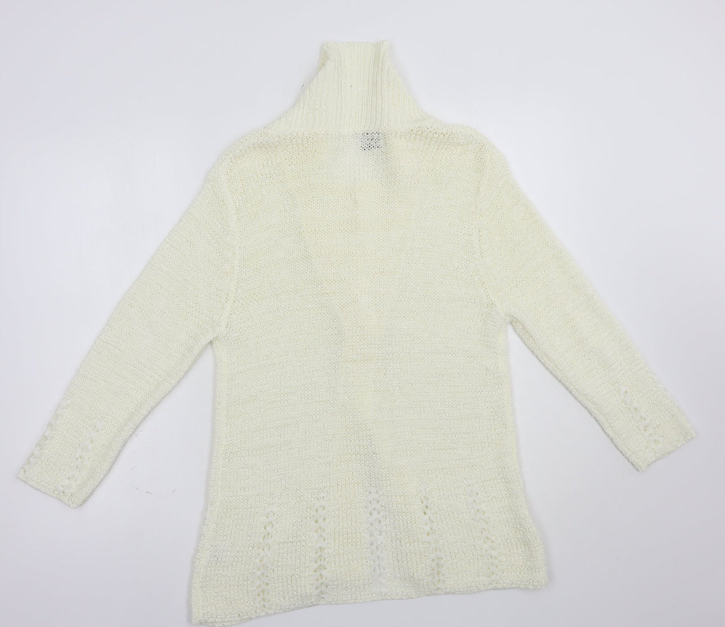 Roman Womens Ivory Collared  Acrylic Cardigan Jumper Size S