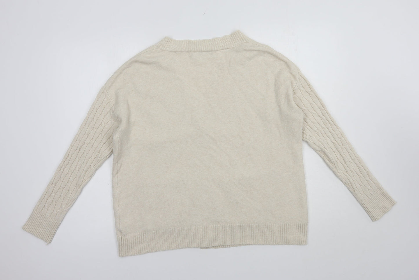 Finery Womens Beige V-Neck  Polyamide Cardigan Jumper Size M