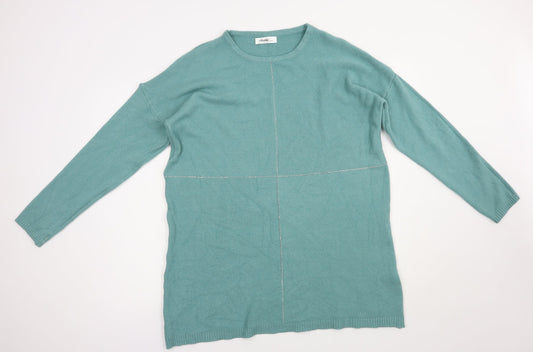 Melody Womens Green Boat Neck  Acrylic Pullover Jumper Size S