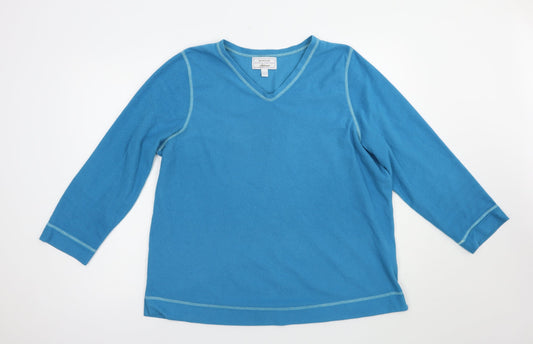Carole Hochman Womens Blue  Polyester Pullover Sweatshirt Size L  Pullover