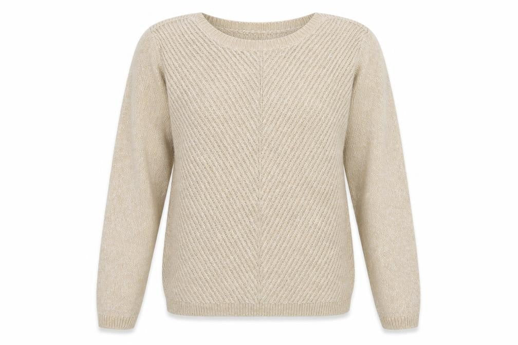 Isle Womens Beige Boat Neck  Acrylic Pullover Jumper Size 14