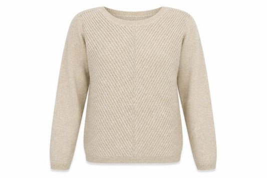 Isle Womens Beige Boat Neck  Acrylic Pullover Jumper Size 14