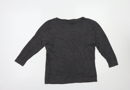 Per Una Womens Grey Boat Neck  Viscose Pullover Jumper Size 12