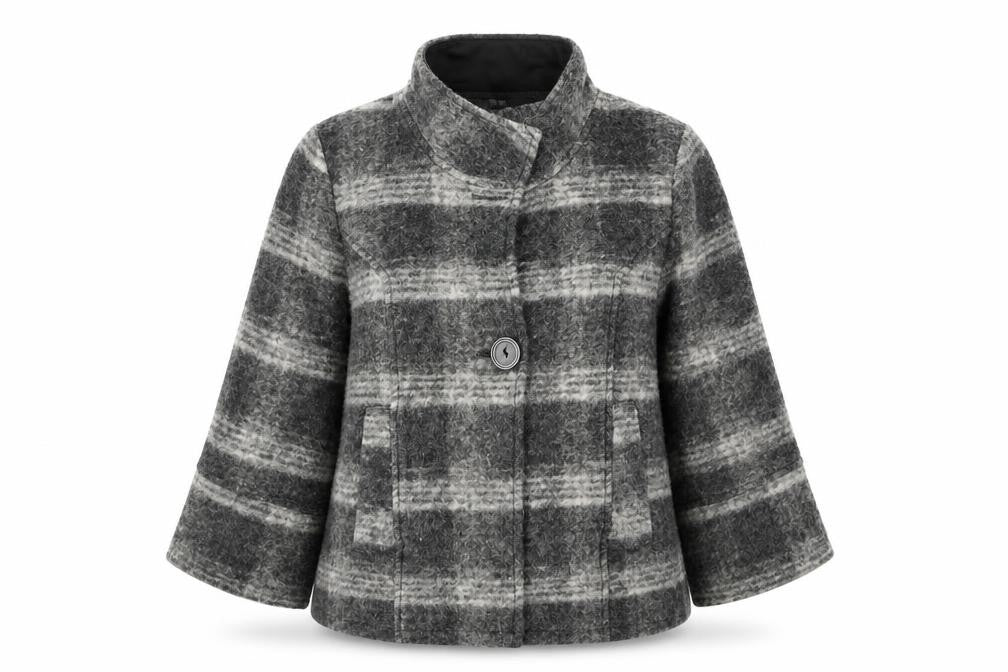 NEXT Womens Grey Plaid  Jacket  Size 10  Button