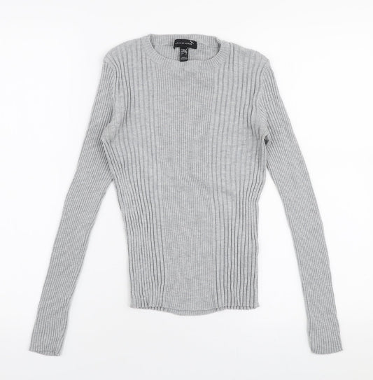 Atmosphere Womens Grey Round Neck  Nylon Pullover Jumper Size 12