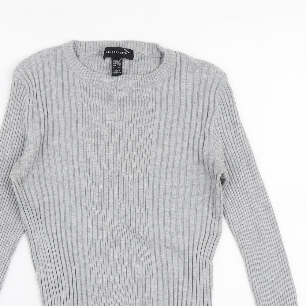 Atmosphere Womens Grey Round Neck  Nylon Pullover Jumper Size 12