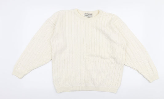Limited Edition Knitwear Womens White Round Neck  Polyester Pullover Jumper Size M