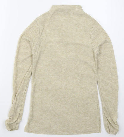 River Island Womens Beige Mock Neck  Polyester Pullover Jumper Size S
