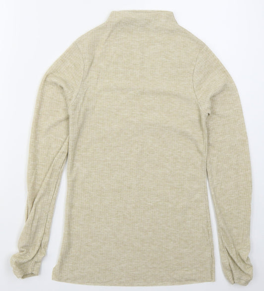 River Island Womens Beige Mock Neck  Polyester Pullover Jumper Size S