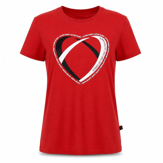 Kukri Womens Red  Cotton Basic T-Shirt Size 14 Crew Neck - Heart
