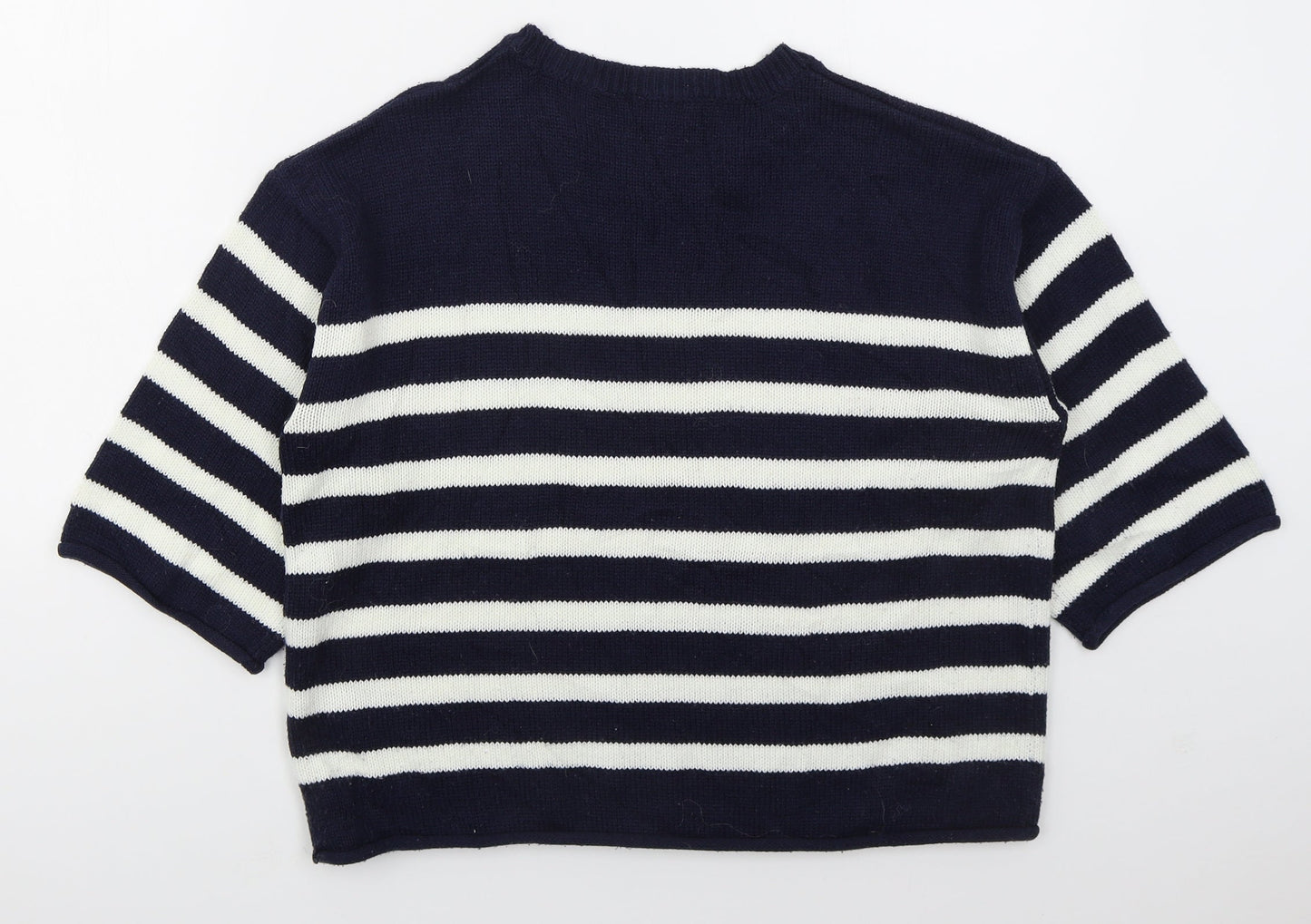 Dorothy Perkins Womens Blue Crew Neck Striped Acrylic Pullover Jumper Size 10