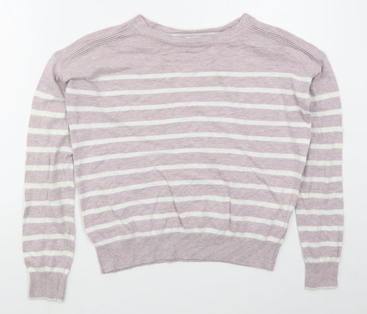 NEXT Womens Pink Crew Neck Striped Cotton Pullover Jumper Size 6