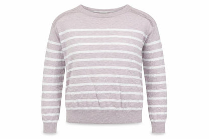 Next Womens Pink Crew Neck Striped Cotton Pullover Jumper Size 6